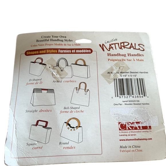 Creative Naturals Tan and Brown Cube Wooden Bead Bag Handles - Picture 3 of 4